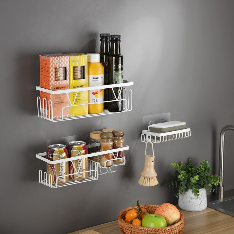 Kegii 3 Pack Shower Caddy, Bathroom Shower Shelf Organiser, White