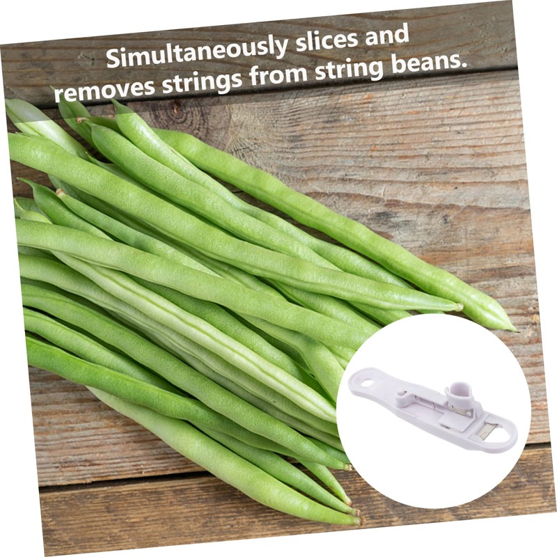 LIFKOME 1pc Multi Functional Green Bean Slicer Stem Remover White