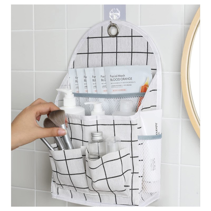 FuninCrea Wall Hanging Storage Bag, 3-Layer Hanging Pocket with Non-marking