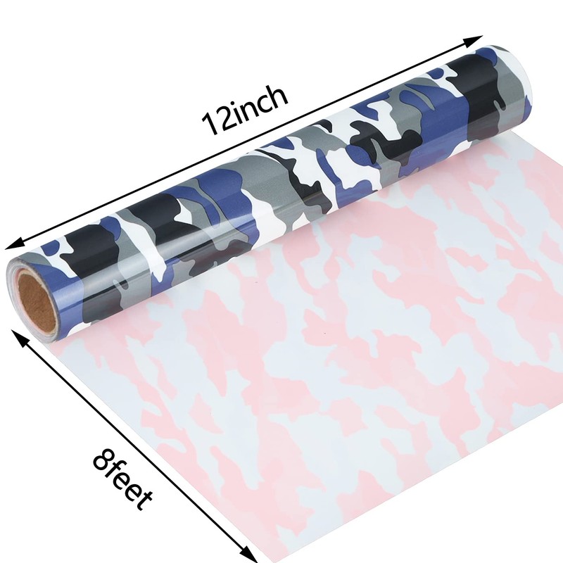 Guangyintong Camouflage Blue Heat Transfer Vinyl Rolls, 12" x 8ft