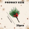 RHQFDM 20 Pieces Realistic Artificial Pine Sprigs with Red Berries