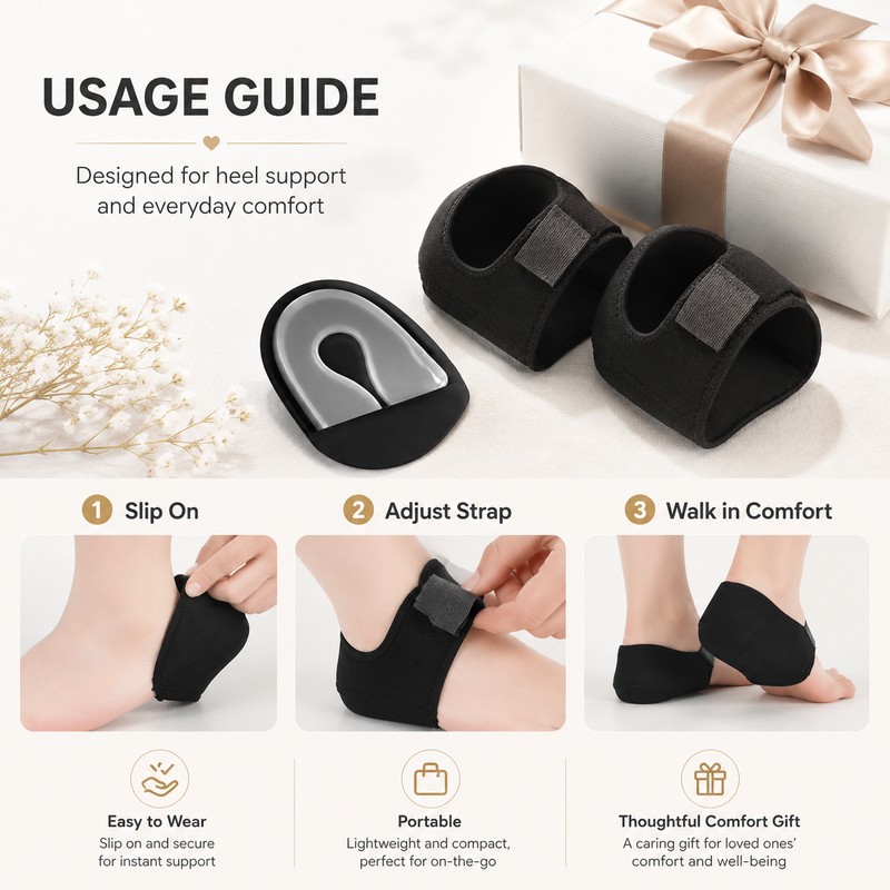 Silicone Heel Cups for Walking Comfort – U-Shaped Foot Support