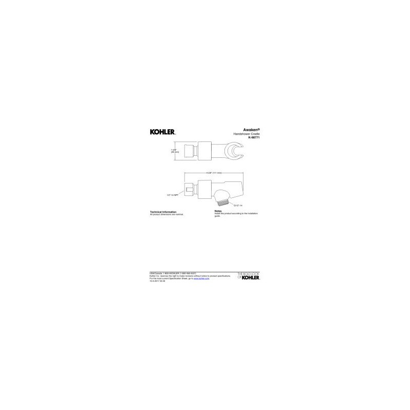 KOHLER K-98771-CP Awaken Handshower Cradle, Polished Chrome
