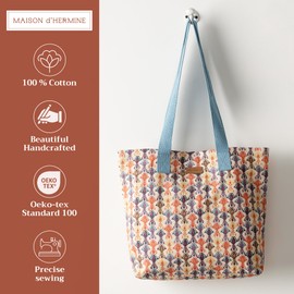 Maison d' Hermine Tote Bag 100% Cotton Canvas Reusable Shoulder Grocery Bag for Work Beach Travel Shopping Lunch Perfect for Gifts Men Women, Ikat