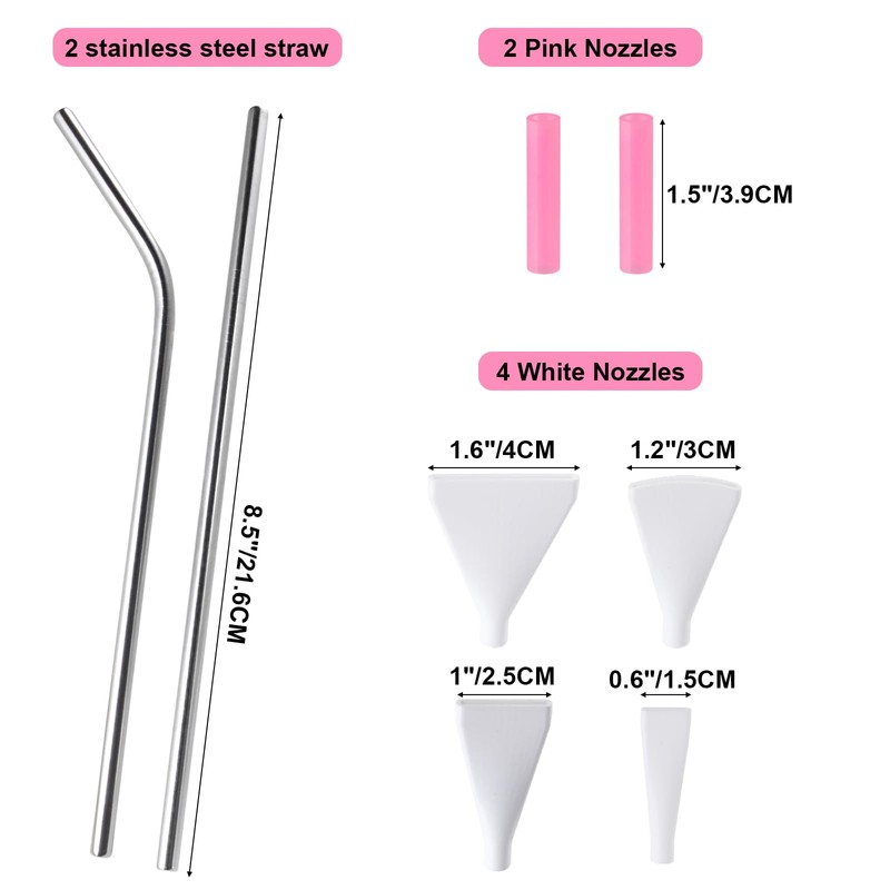 Stainless Steel Straw Blow Nozzles Set for Acrylic Paint Pouring