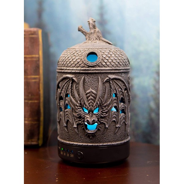 Ebros Gift Fantasy Draco's Smoke Breath Gothic Dragon with Celtic Trinity Knotwork Aroma Essential Oil Diffuser with Colorful LED Lights and Electronic USB Power Cord Home Aromatherapy Accessory