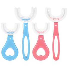 Beavorty 4 Cepillo De Dientes Para NiñOs U-Shape, 4 Piezas, Manual, Colores, Silicona Y Abs, Para Edades 2-12 añOs, Ideal Para Viajes Y Uso Familiar