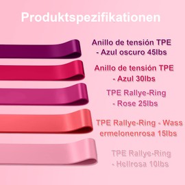 NEXROLA Fitnessbänder 5er Set,Pilates-Set aus Naturlatex, Theraband geeignet für Pilates/MuskelaufbauYoga Spannband Hochflexible Therabänder (pink) 15.5 x 7 x 1.5 cm