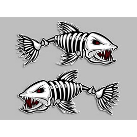 Bone Fish Decals 3.5"x 8" Set of 2 Stickers Right and Left Facing for car Truck Window Fishing
