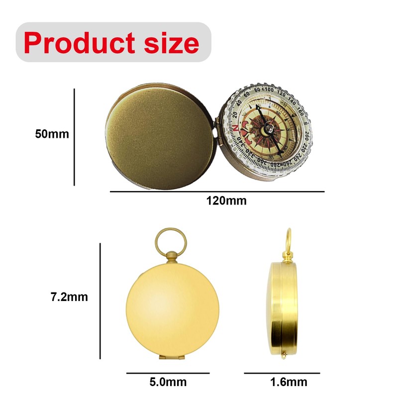VZU Outdoor Compass, Golden Compass, Brass Compass with Retro Design,