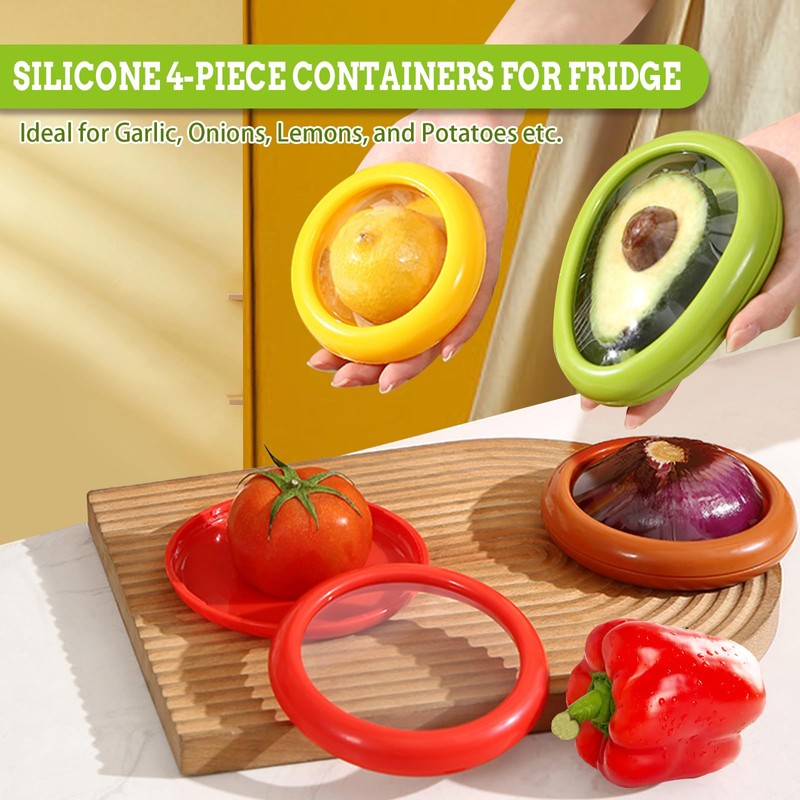 Set of 4 Saver and Tomato Holder - Reusable Storage
