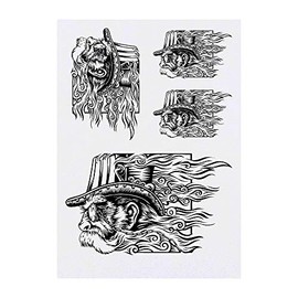 4 x 'Steampunk Head Motif' Temporary Tattoos - Water Resistant, Skin-Safe, Non-Toxic Transfers, Mixed Sizes (TO00006936)