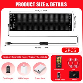 Devil Eyes Light for Cars, DIY LED Eyes for Windshield Flex Programmable Light Display Screen APP Control Waterproof Dynamic LED Sign for Car Suitable for Cars Trucks RVs Decor (2 PCS 4.7 × 23.6 in)