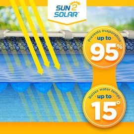 Sun2Solar Blue 18 ft x 36 ft Rectangle Solar Cover | 800 Series | Heat Retaining Blanket for Rectangular Inground & Above Ground Swimming Pools | Use Sun to Heat Pool | Bubble Heating Blankets