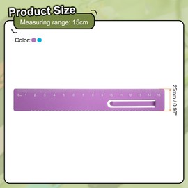 HARFINGTON 2pcs Straight Ruler 15cm Metric Metal Aluminum Alloy Measuring Bookmark Clip Ruler Scale Tool for Measure Study Reading Classroom Office, Blue/Rose