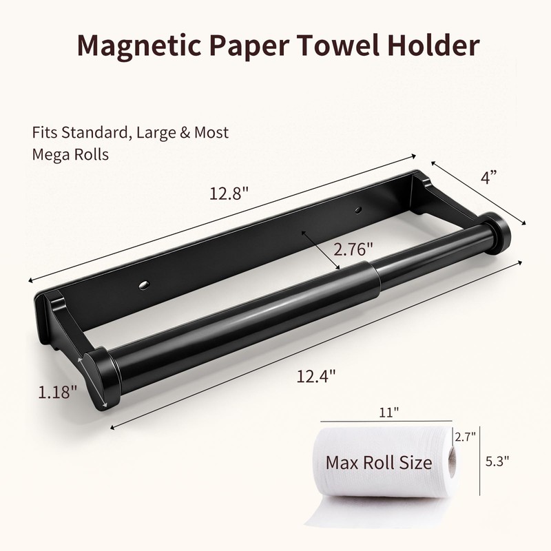 Magnetic & Adhesive Paper Towel Holder for Refrigerator Side, No