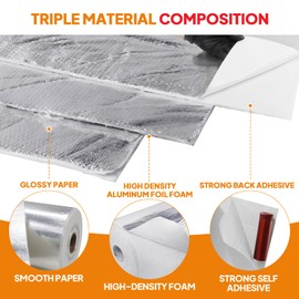 SUNNAREPOON Aluminum Backed Heat Shield Self Adhesive Aluminized Thermal Barrier Mat,97% Reflecting Heat High Temp Heatshields Protection Mat (18inch x 24inch)
