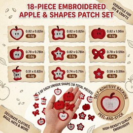 18PCS Cute Apple Self-Adhesive Embroidery Patch for Clothing Sewing Craft