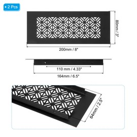 PATIKIL 8 x 3 Inch Door Air Vent Cover, 2 Pcs Heavy Duty Aluminum Grille Ventilation Cover Louvered with Mounting Screws for Cabinet Wardrobe Door, Black