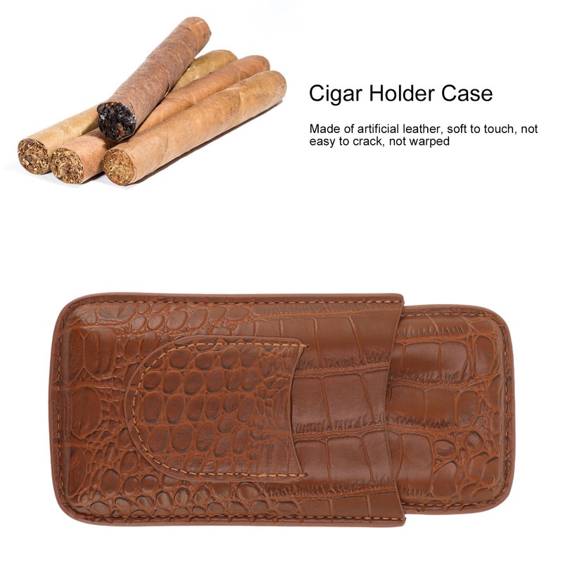 Cigar Holder Case Artificial Leather Portable Durable Elegant 3 Finger