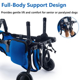 Dog Wheels for Back Legs, Adjustable Dog Wheelchair with Urine Bags and Waste Bags, Pet Wheelchair for Pets 4-9kg, Buckle Loop Design, Breathable Mesh Fabric