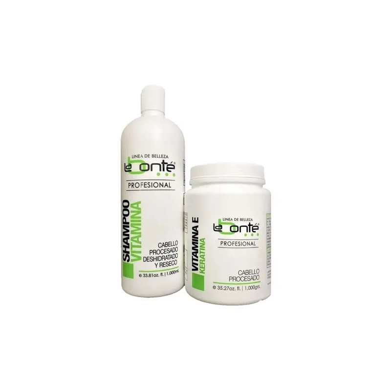 Shampoo Vitamina 1lt + Vitamina E Keratina 1lt + Seda