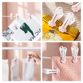 ZHEJIA Clothespins (Set of 12), Non-Slip Clips, Laundry Clothespins, Strong, No Traces, Anti-Slip, Folding Scissors, Windproof Type, Laundry Supplies, Non-Slip, Outdoor Drying Clothespins (Cat's Paw Pink)