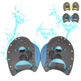 CEYKIO Remo De Natación, Aletas De Mano para Entrenamiento De Natación,Paletas De Natación Profesionales Ajustables para Entrenamiento De Técnica De Fuerza En El Océano De La Piscina Aletas (Azul, S)