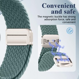 Magnetic Braided Watch Bands Compatible with Garmin Vivoactive 6/Vivoactive 5/Vivoactive 3/Venu Sq 2/Venu Sq/Forerunner 165,20mm Wristband,Replacement Nylon Sport Strap for Women Men Cactus