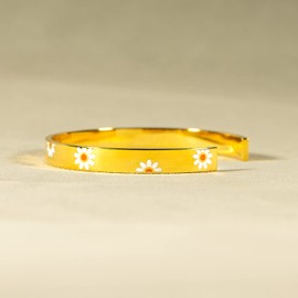 Story Jewellery Inspirational Bracelets for Women Teen Girl Gifts Daisy Sunflower Cuff Bracelet Bangle Gifts for Her Mom Daughter Friends Besties Sisters Mantra Engraved Birthday Christmas Jewelry, Non-Precious Metal, no gemstone