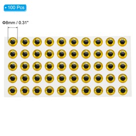 PATIKIL Fishing Lure 3D Eyes 8mm, 100Pcs Waterproof Artificial Fish Eye Fly Tying Lures Crafts Tackle Accessory for Fishing Baits DIY, Gold Tone