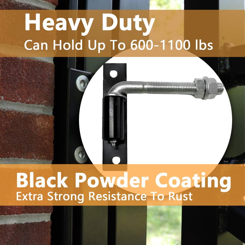 2 Pack Steel J-Bolt Hinge with Plate,Heavy-Duty Welded Hingefor Doors