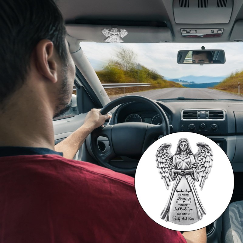 BBTO 2 Pcs Guardian Angel Sun Visor Clip Bless Travel