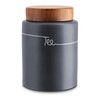 Storage Jars Set Ceramic Anthracite Wood Lid Coffee Container Potato
