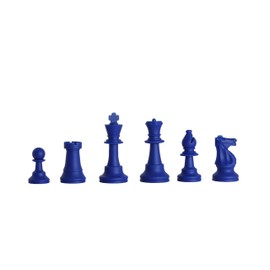 The House of Staunton Regulation Silicone (Rubber) Tournament Chess Pieces - Half Set - 3.75" King - by US Chess Federation (Navy)