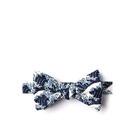 The Great Wave Off Kanagawa Navy Blue Microfiber Butterfly Bow Tie