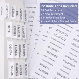 Bible Tabs, 72 Laminated Bible Tabs for Women and Men Study Bible, Easy to Read and Apply, Bible Index Tabs, Large Print Bible Book Tabs, Bible Study Supplies (White)