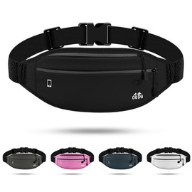 Running Pouch, Waist Bag, Earphone Jack, Night Running Reflective, Waterproof, Anti-Slip, Sweating, Jogging, Running Smartphone, Smartphone Waist, Pouch, Waterproof (Black)