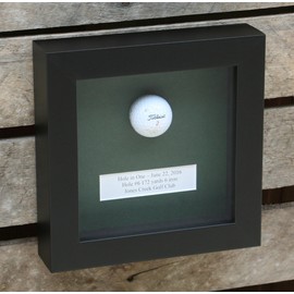 7x7 Black Golf Ball Frame Moulding blk-004 Shadowbox Frame, Green Mat (Card & Ball not Included)