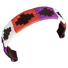 CARLOS DIAZ Designer Genuine Leather Waxed Embroidered Gaucho Polo Horse Bridle Headband (Large (Horse) 16 Inches)