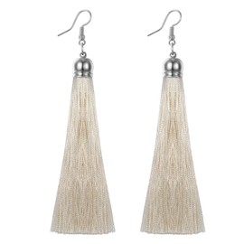 Flongo Boho Tassel Earrings Hanging: Women's with Long Large Tassels Tassel Black Blue Red White Brown Colourful Bohemian Style Stud Earrings Charm Pendant Dangle Earrings Multicoloured for Women