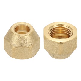 PATIKIL 3/8" Brass Flare Nut, 4Pcs 45 Degree SAE Union Tube Fitting Coupling Brass Pipe Fitting Sealing Cap Connector Adapter for Air Conditioner Copper Pipe Extension Gas Line, Matte