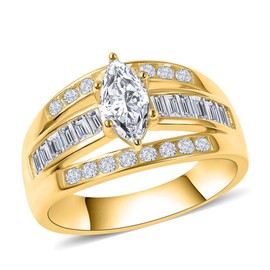 SHOP LC 925 Sterling Silver Engagement Rings Gold Plated Cubic Zirconia CZ Wedding Promise Rings for Her Wedding Band for Women Jewelry Ct 2.9 Size 6.5 Valentines Day Gifts for Women