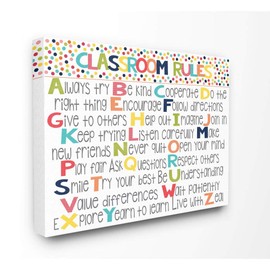 Stupell Industries Classroom Rules Colorful Alphabet Canvas Wall Art, 30x40, Design by Artist Alli Rogosich