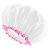 mikimini White Shower Cap Waterproof Reusable, Double Layers Bathing Hair