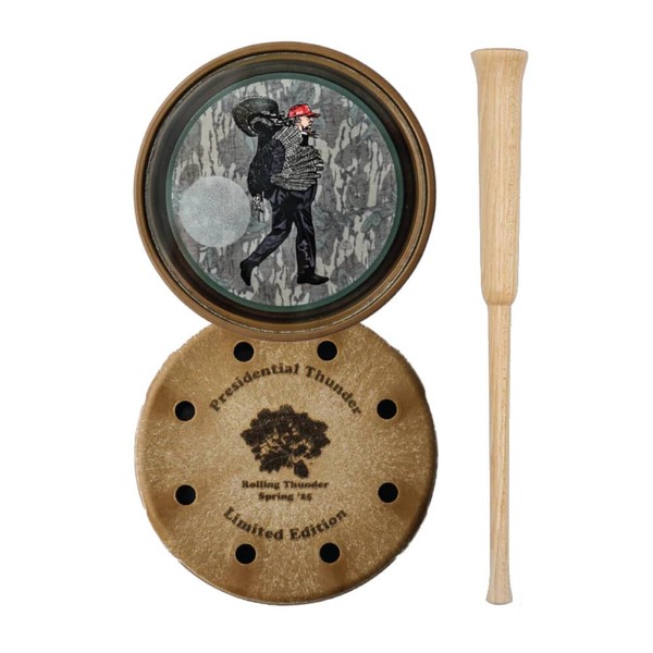 Rolling Thunder Presidential Thunder Crystal Turkey Pot Call with Hickory