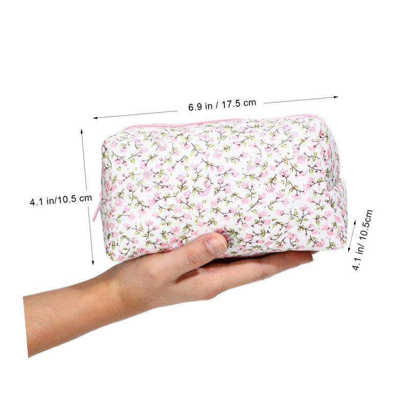 Healeved Floral Makeup Organizer Bag Portable Toiletry Case Zipper Closure