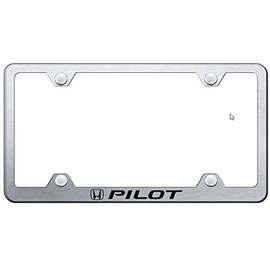 Au-TOMOTIVE GOLD Laser Etched Logo Stainless Steel Wide Body License Plate Frame for Honda Pilot (Brushed Chrome)