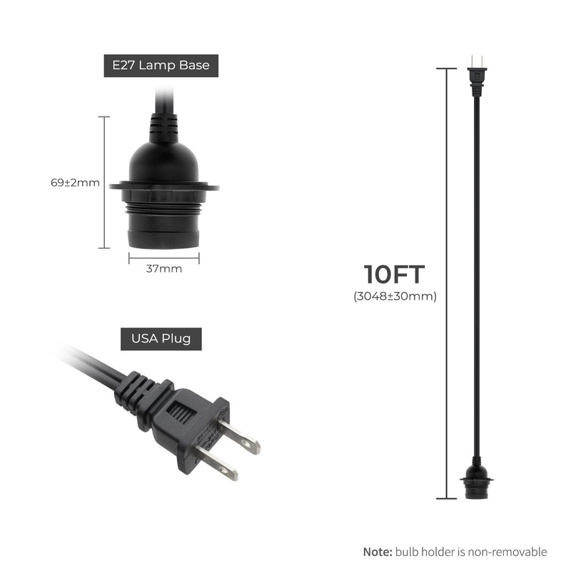 FIRMERST 10 FT Hanging Lantern Pendant Light Cord with E26/E27