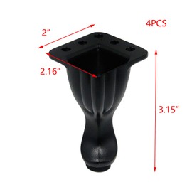 T Tulead 3.15-Inch Length Furniture Legs Couch Feet Aluminum Alloy Cabinet Feet Dresser Legs Pack of 4